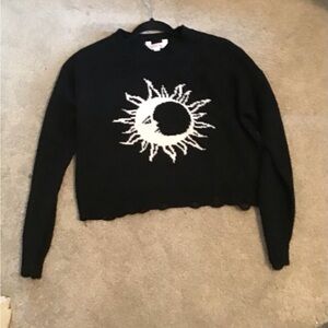 Black Sweater with Sun and Moon Design